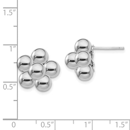 Sterling Silver Rhodium-Plated Polished Beaded Post Earrings