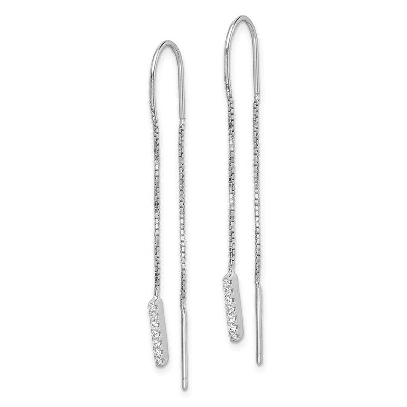 Sterling Silver Rhodium-Plated Cz Threader Earrings