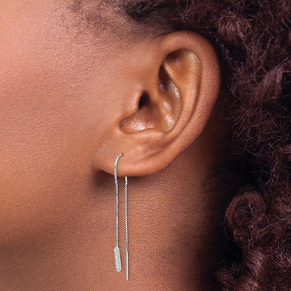 Sterling Silver Rhodium-Plated Cz Threader Earrings
