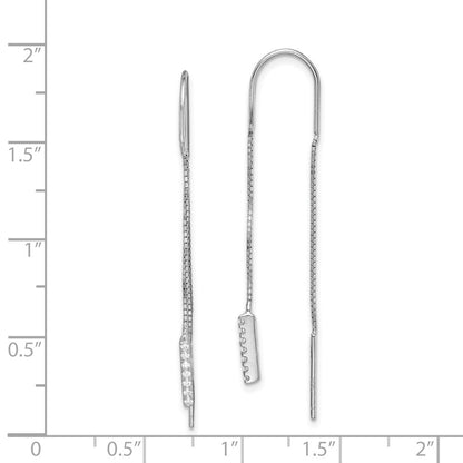 Sterling Silver Rhodium-Plated Cz Threader Earrings