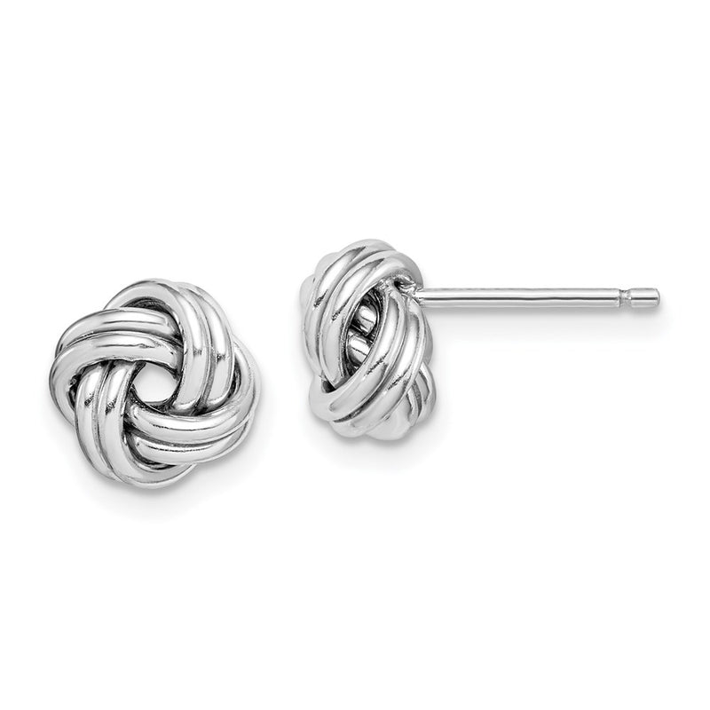 Sterling Silver Rhodium-Plated Polished Love Knot Post Earrings