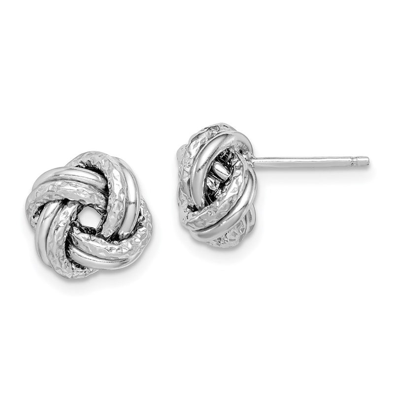 Sterling Silver Rh-Plated Polished/Textured Love Knot Post Earrings