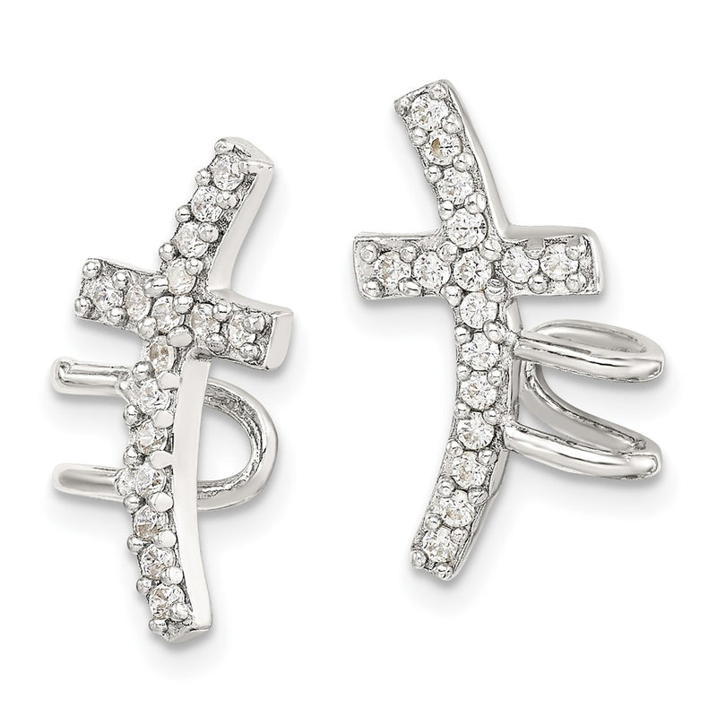 Sterling Silver Cz Cuff Earrings