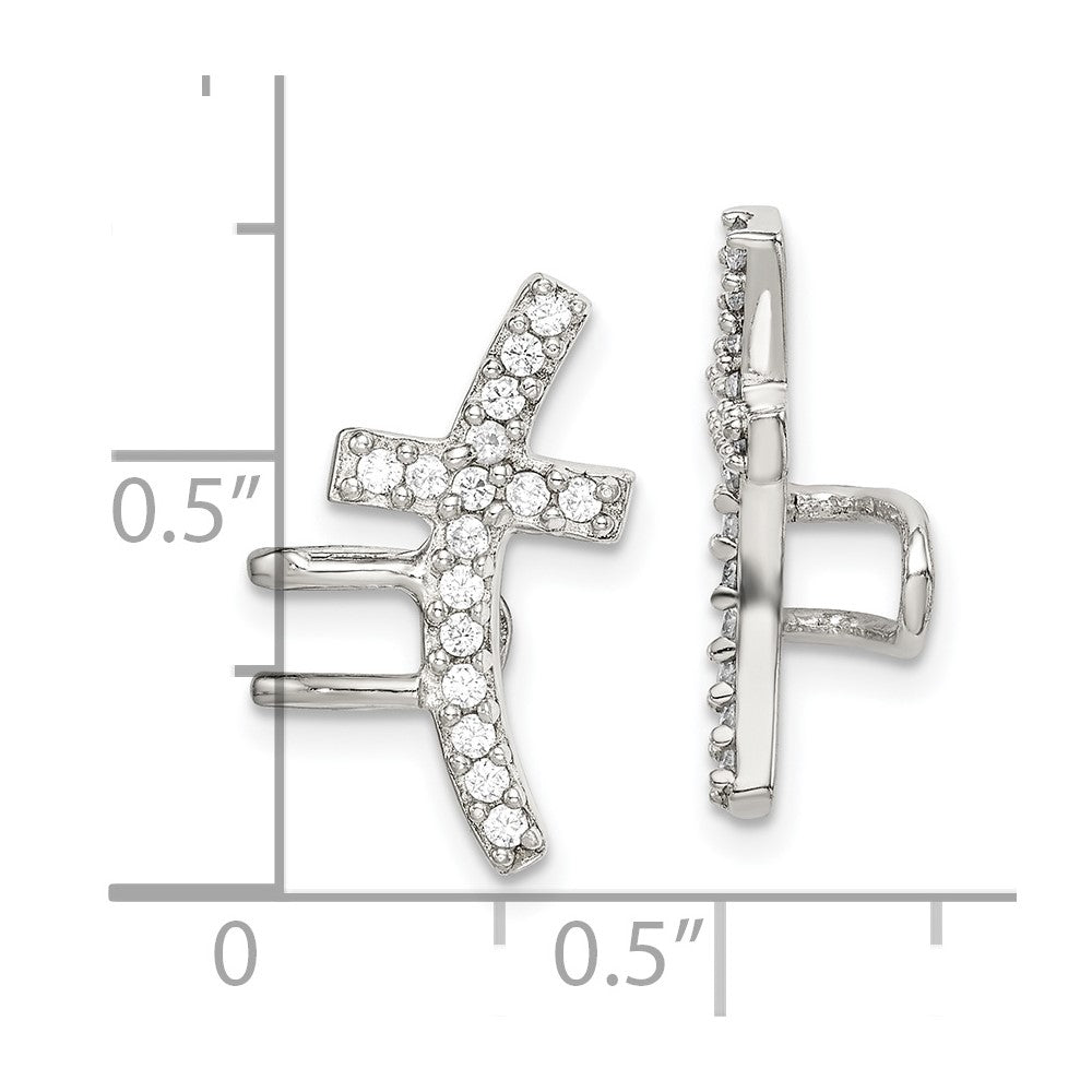 Sterling Silver Cz Cuff Earrings