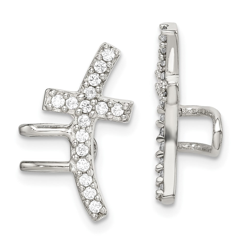 Sterling Silver Cz Cuff Earrings