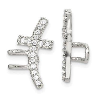 Sterling Silver Cz Cuff Earrings