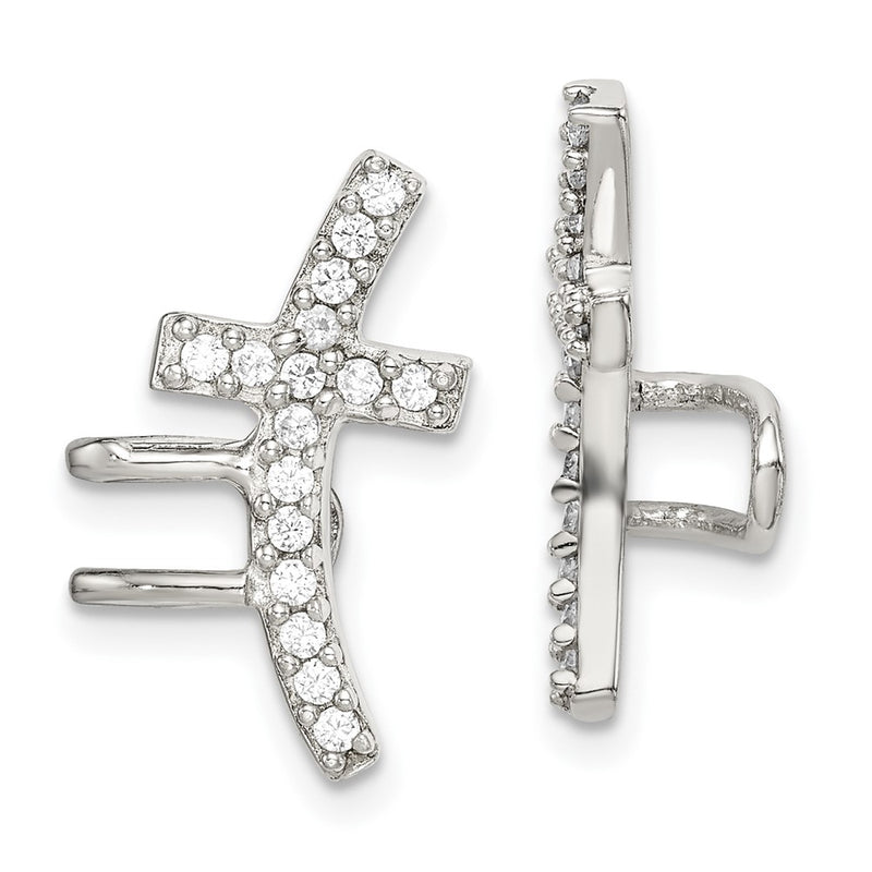 Sterling Silver Cz Cuff Earrings