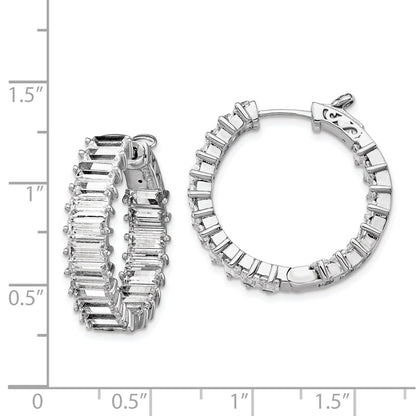 Sterling Silver Shimmer Rhodium-Plated 40 Stone 2.5X5mm Cz In And Out Round Hinged Hoop Earrings