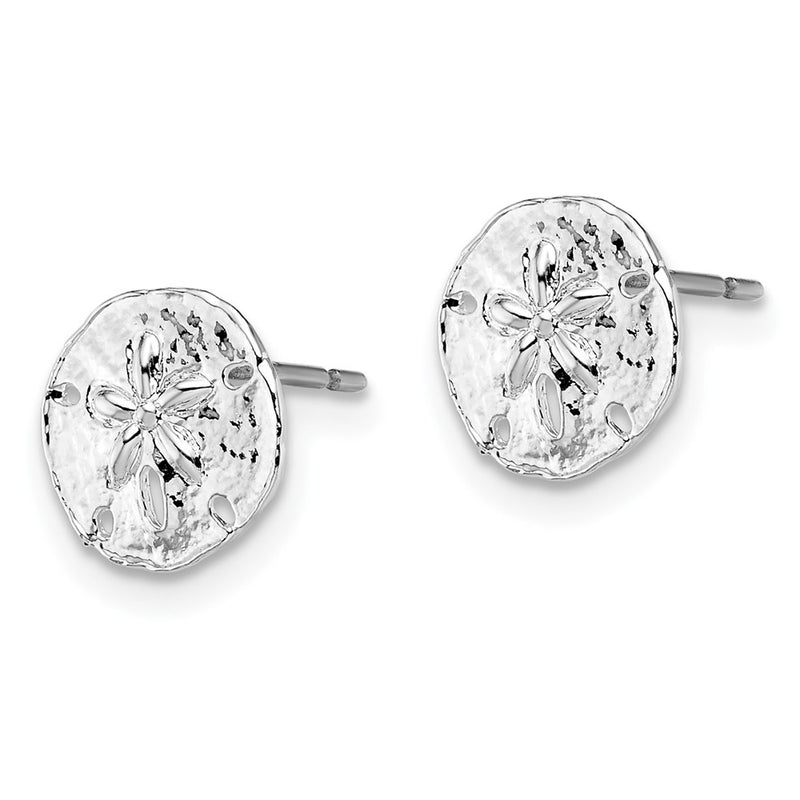 Sterling Silver De-Ani Rhodium-Plated Polished Mini Sand Dollar Post Earrings