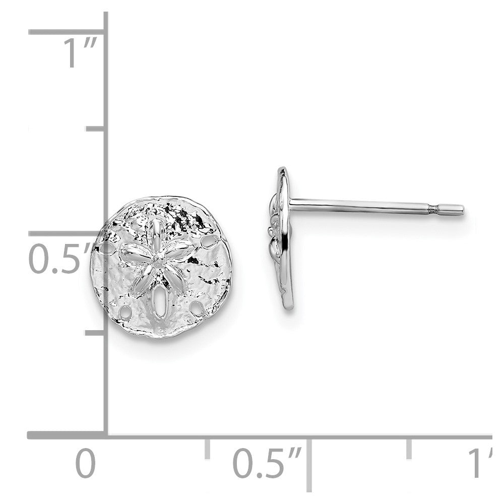Sterling Silver De-Ani Rhodium-Plated Polished Mini Sand Dollar Post Earrings