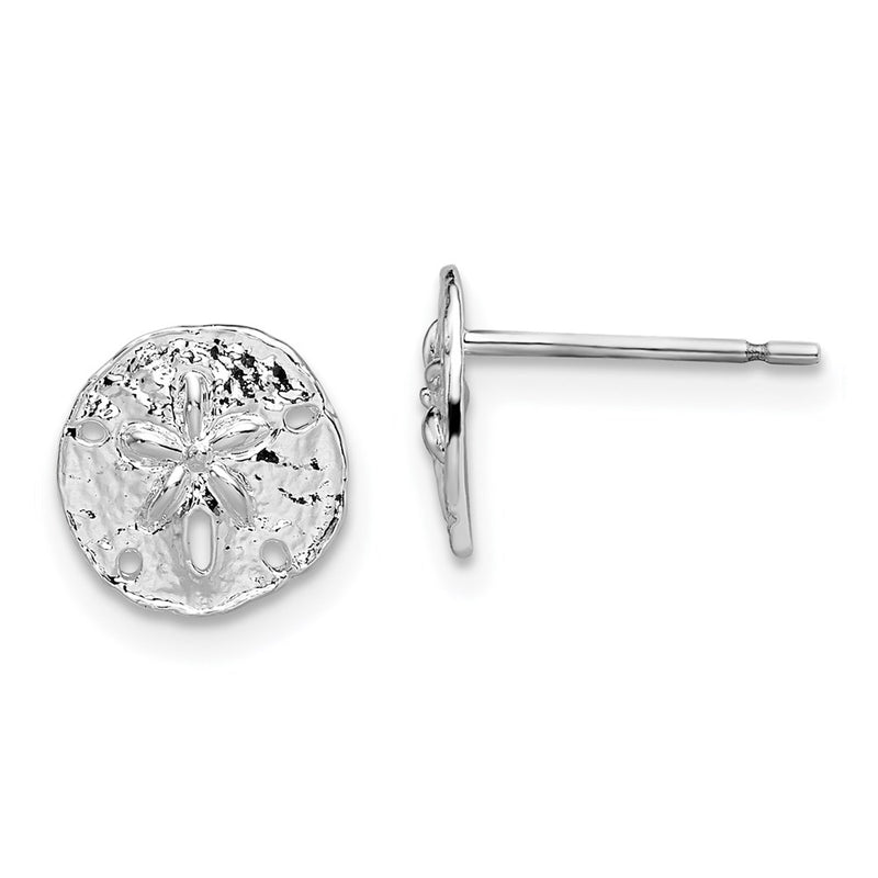 Sterling Silver De-Ani Rhodium-Plated Polished Mini Sand Dollar Post Earrings