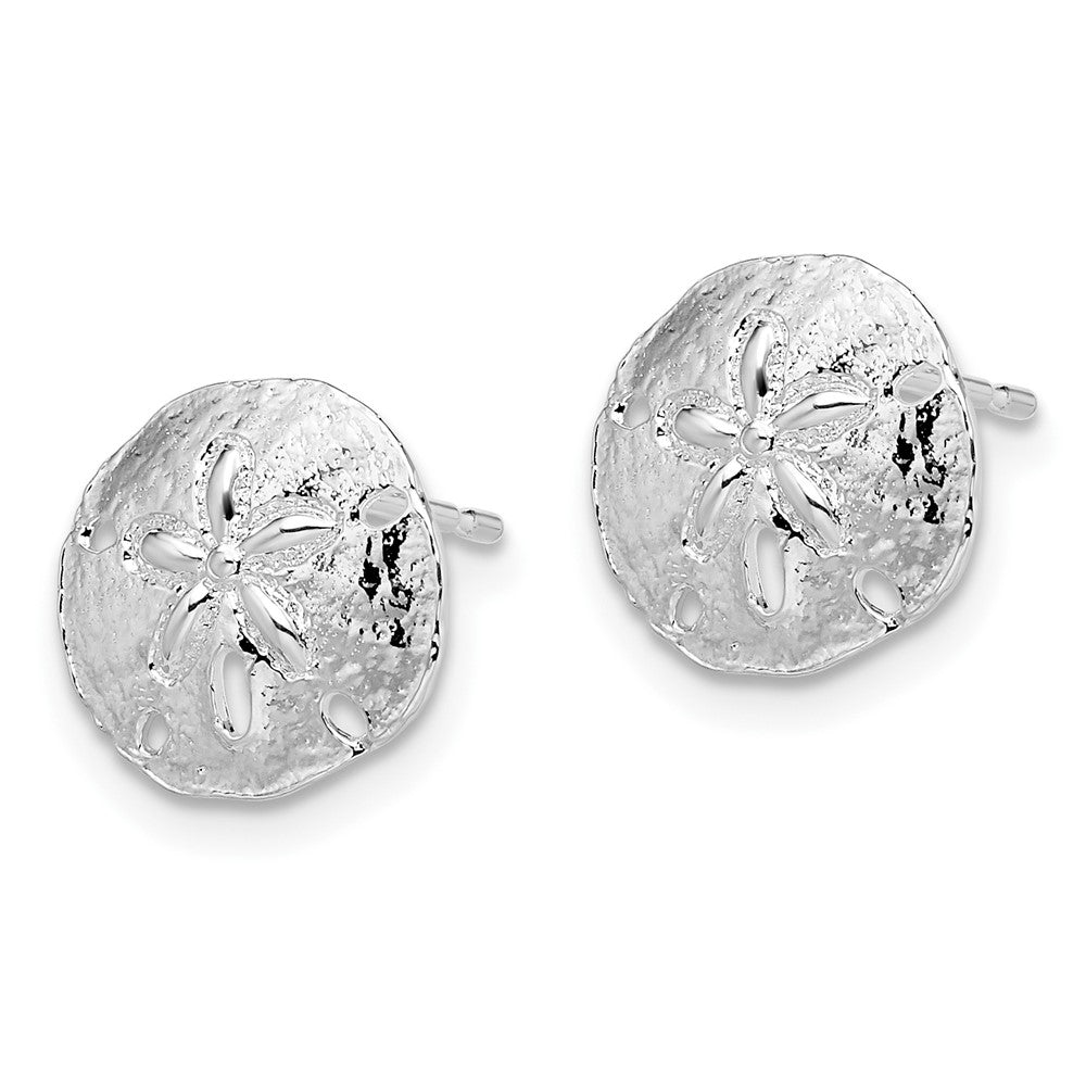 Sterling Silver De-Ani Rhodium-Plated Polished Sand Dollar Post Earrings