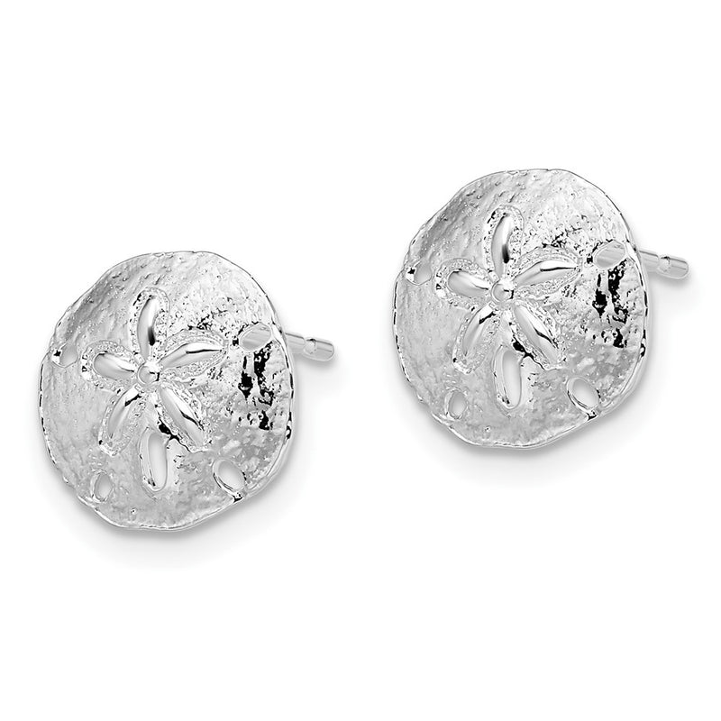 Sterling Silver De-Ani Rhodium-Plated Polished Sand Dollar Post Earrings