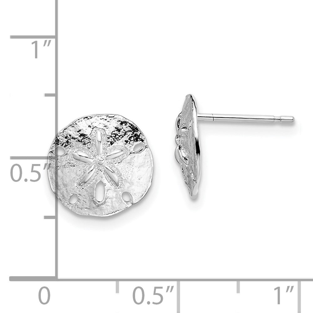 Sterling Silver De-Ani Rhodium-Plated Polished Sand Dollar Post Earrings