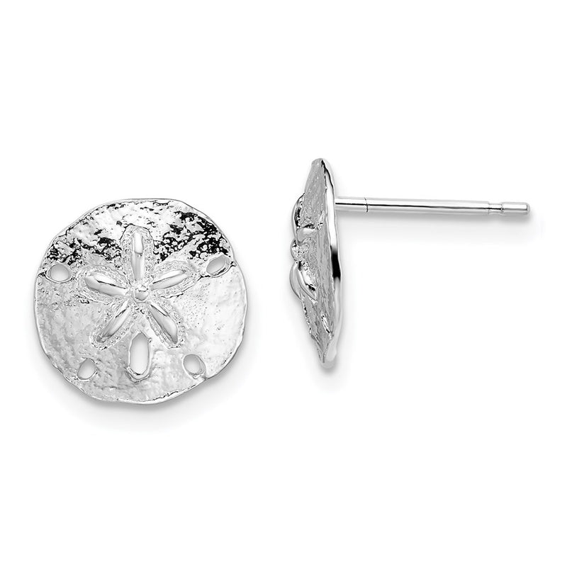 Sterling Silver De-Ani Rhodium-Plated Polished Sand Dollar Post Earrings
