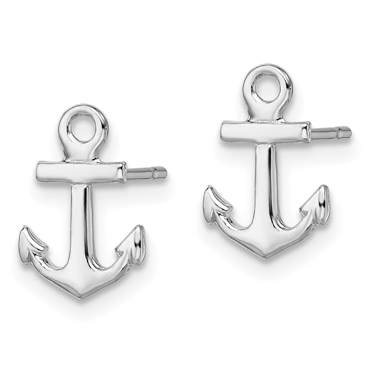 Sterling Silver De-Ani Rhodium-Plated Polished Mini Anchor Post Earrings