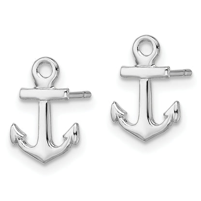 Sterling Silver De-Ani Rhodium-Plated Polished Mini Anchor Post Earrings