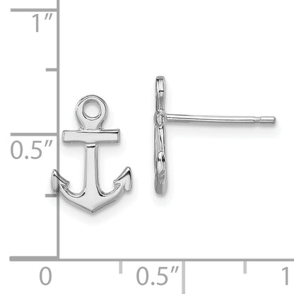 Sterling Silver De-Ani Rhodium-Plated Polished Mini Anchor Post Earrings