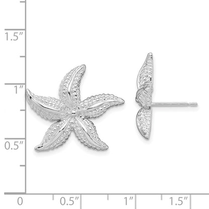 Sterling Silver De-Ani Rhodium-Plated Polished Starfish Post Earrings