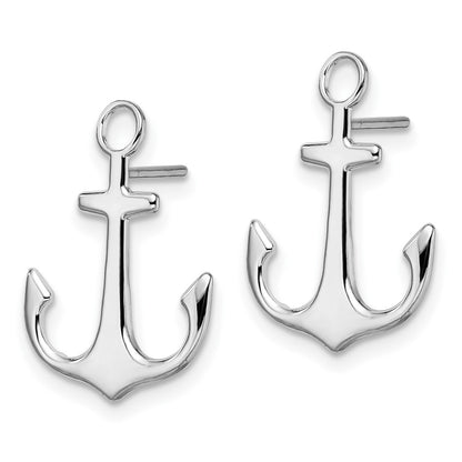 Sterling Silver De-Ani Rhodium-Plated Polished Anchor Post Earrings