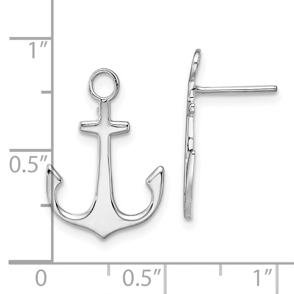 Sterling Silver De-Ani Rhodium-Plated Polished Anchor Post Earrings