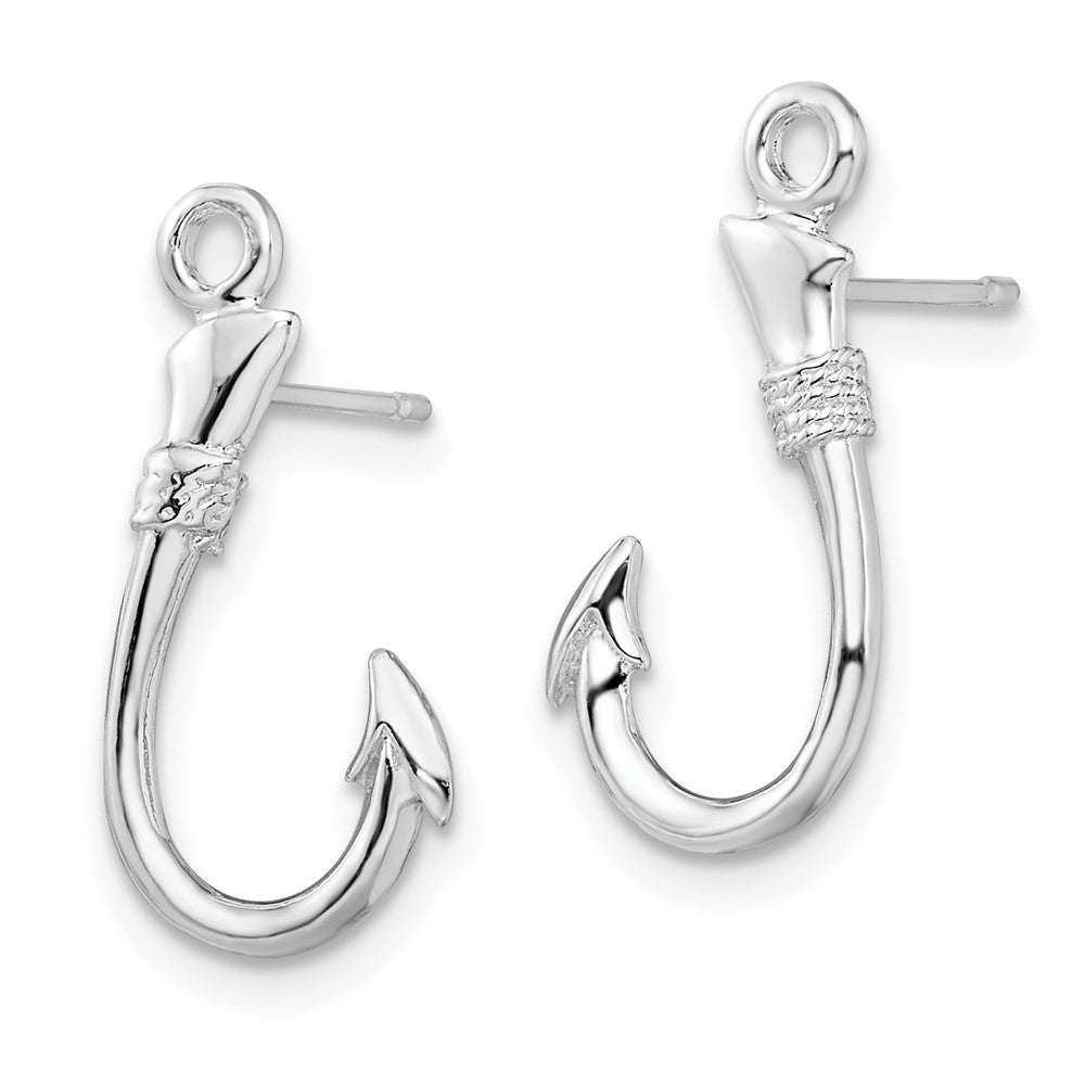 Sterling Silver De-Ani Rhodium-Plated Polished Fish Hook Post Earrings