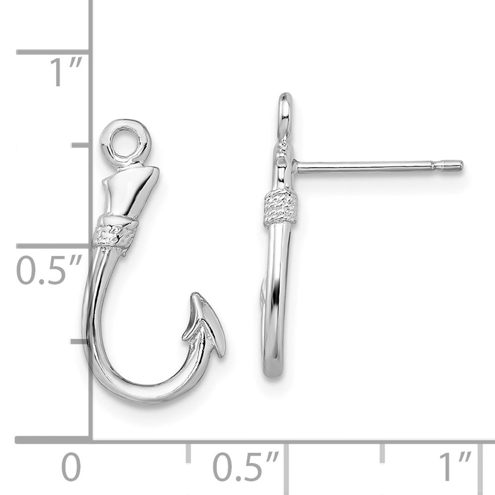 Sterling Silver De-Ani Rhodium-Plated Polished Fish Hook Post Earrings