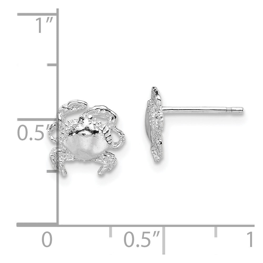 Sterling Silver De-Ani Rhodium-Plated Polished Crab Post Earrings