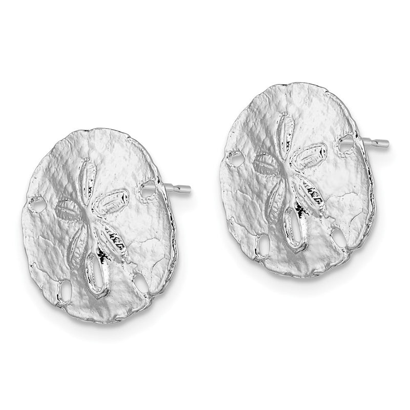 Sterling Silver De-Ani Rhodium-Plated Polished Sand Dollar Post Earrings