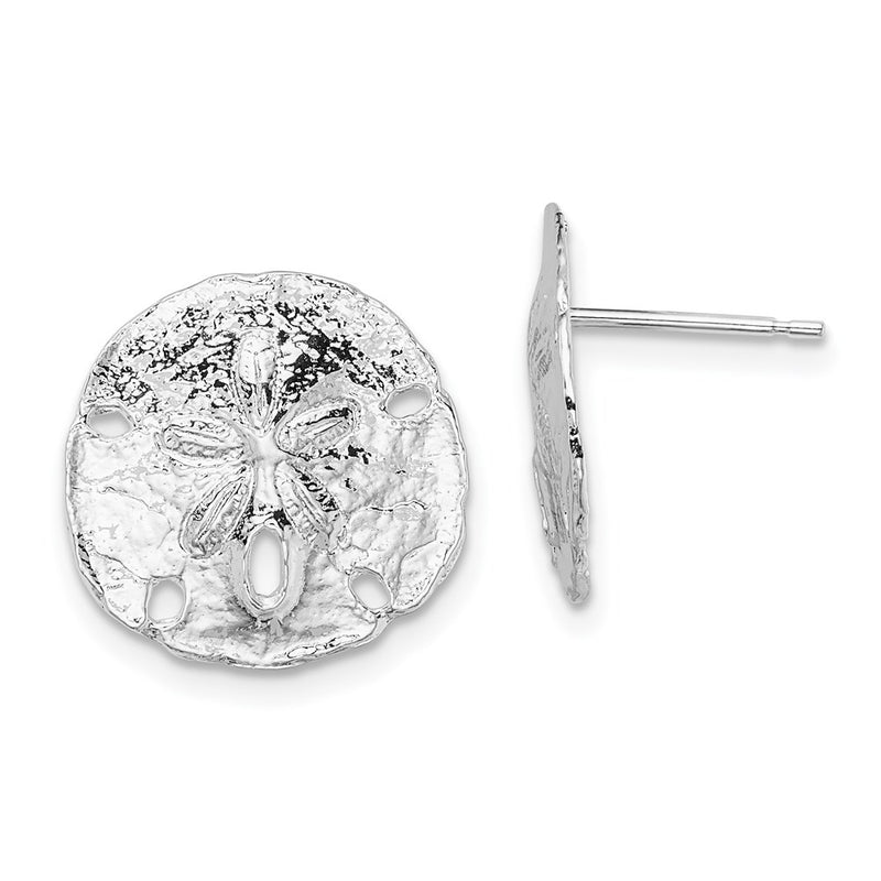 Sterling Silver De-Ani Rhodium-Plated Polished Sand Dollar Post Earrings