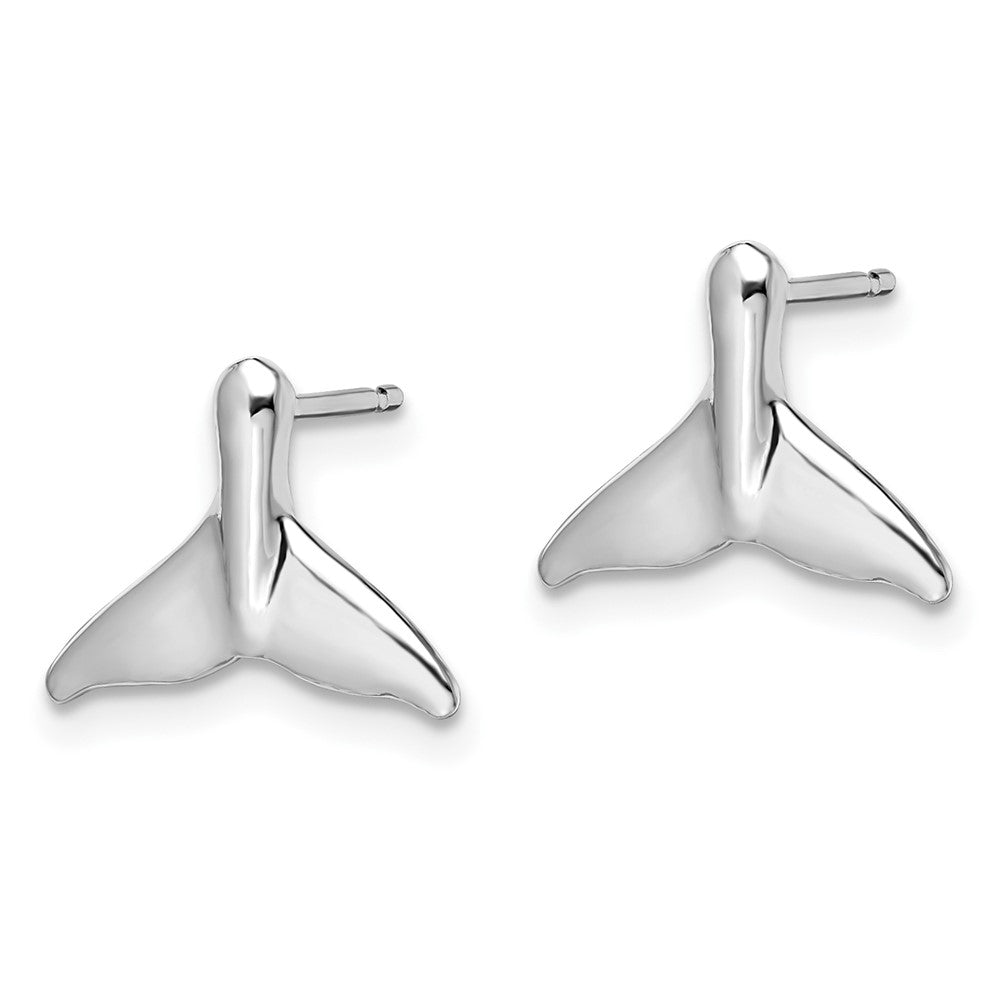 Sterling Silver De-Ani Rhodium-Plated Polished Whale Tail Post Earrings