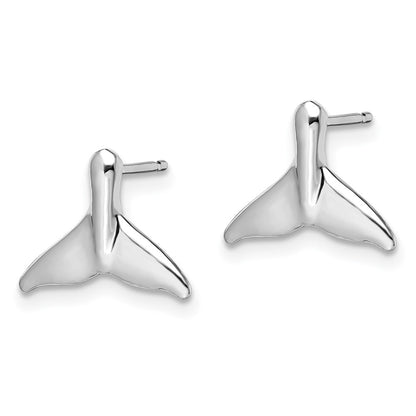Sterling Silver De-Ani Rhodium-Plated Polished Whale Tail Post Earrings