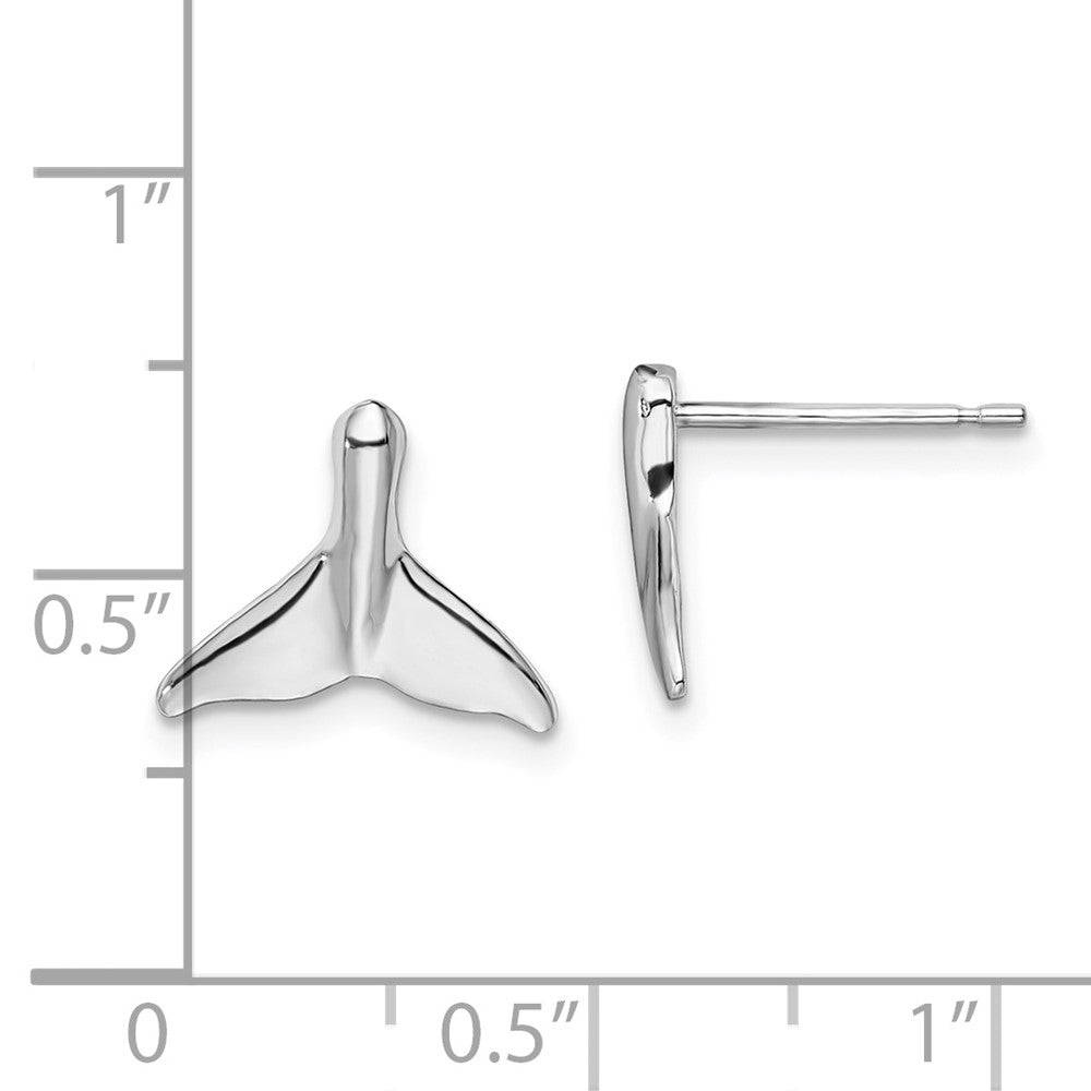 Sterling Silver De-Ani Rhodium-Plated Polished Whale Tail Post Earrings