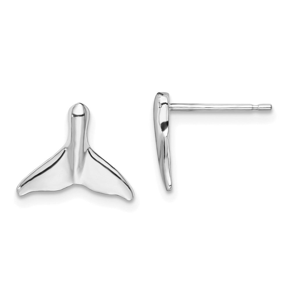 Sterling Silver De-Ani Rhodium-Plated Polished Whale Tail Post Earrings