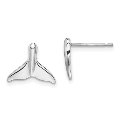 Sterling Silver De-Ani Rhodium-Plated Polished Whale Tail Post Earrings