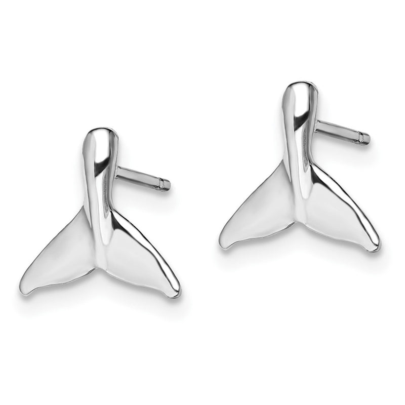 Sterling Silver De-Ani Rhodium-Plated Polished Mini Whale Tail Post Earrings