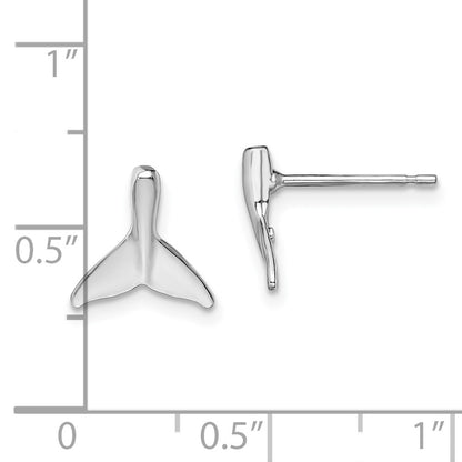 Sterling Silver De-Ani Rhodium-Plated Polished Mini Whale Tail Post Earrings