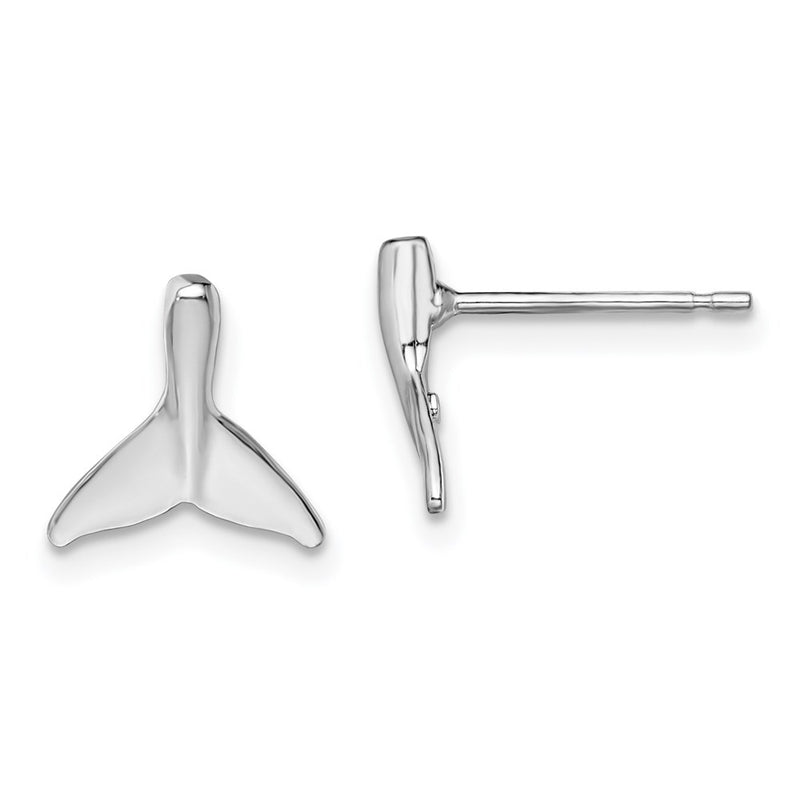 Sterling Silver De-Ani Rhodium-Plated Polished Mini Whale Tail Post Earrings