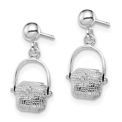 Sterling Silver De-Ani Rhodium-Plated Polished Nantucket Basket Post Earrings