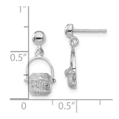 Sterling Silver De-Ani Rhodium-Plated Polished Nantucket Basket Post Earrings