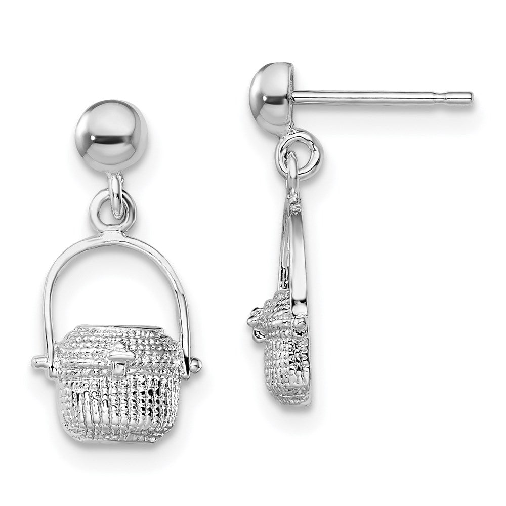 Sterling Silver De-Ani Rhodium-Plated Polished Nantucket Basket Post Earrings