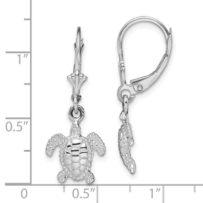 Sterling Silver De-Ani Rhodium-Plated Mini Sea Turtle Leverback Earrings