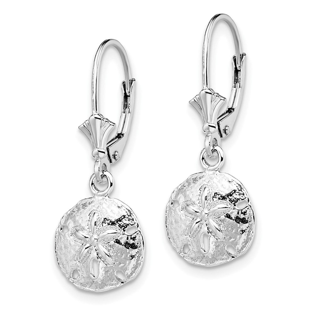 Sterling Silver De-Ani Rhodium-Plated Polished Sand Dollar Leverback Earrings