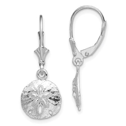 Sterling Silver De-Ani Rhodium-Plated Polished Sand Dollar Leverback Earrings