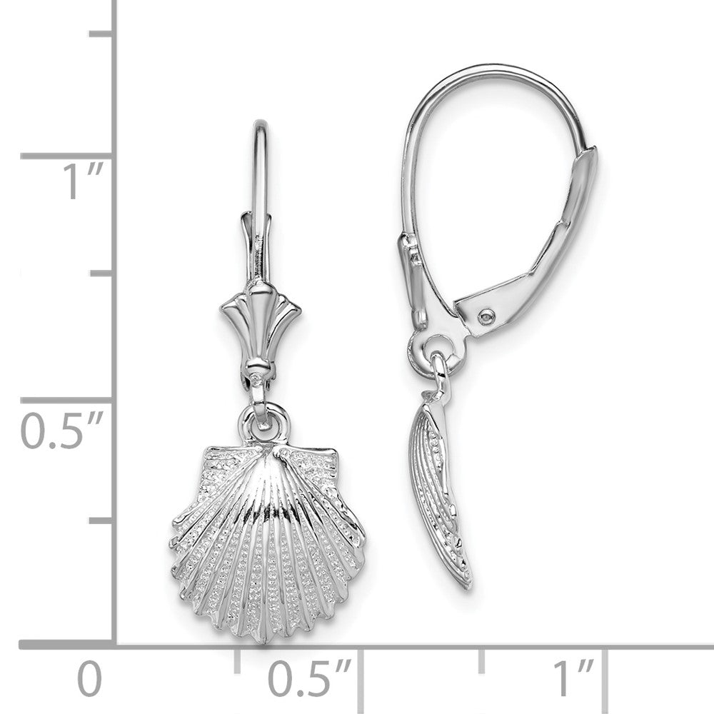 Sterling Silver De-Ani Rhodium-Plated Polished Shell Leverback Earrings