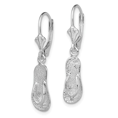 Sterling Silver De-Ani Rhodium-Plated Polished Large Flip-Flop Leverback Earrings
