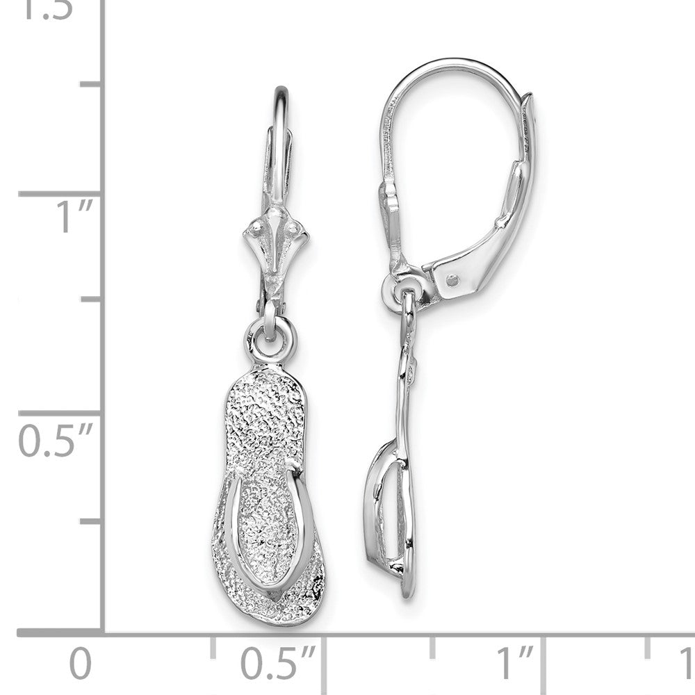 Sterling Silver De-Ani Rhodium-Plated Polished Large Flip-Flop Leverback Earrings
