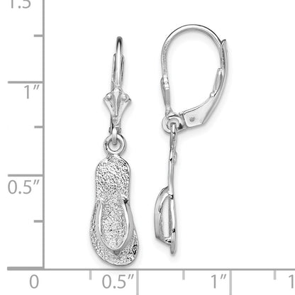 Sterling Silver De-Ani Rhodium-Plated Polished Large Flip-Flop Leverback Earrings