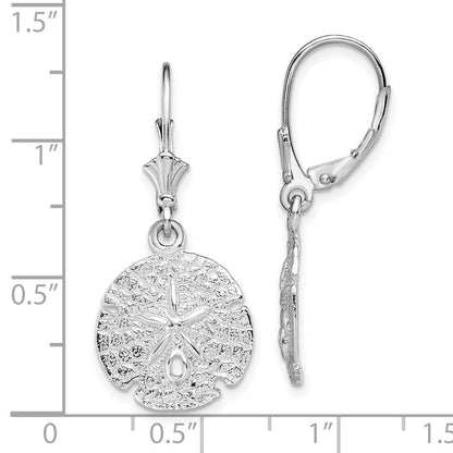 Sterling Silver De-Ani Rhodium-Plated Polished Sand Dollar Leverback Earrings
