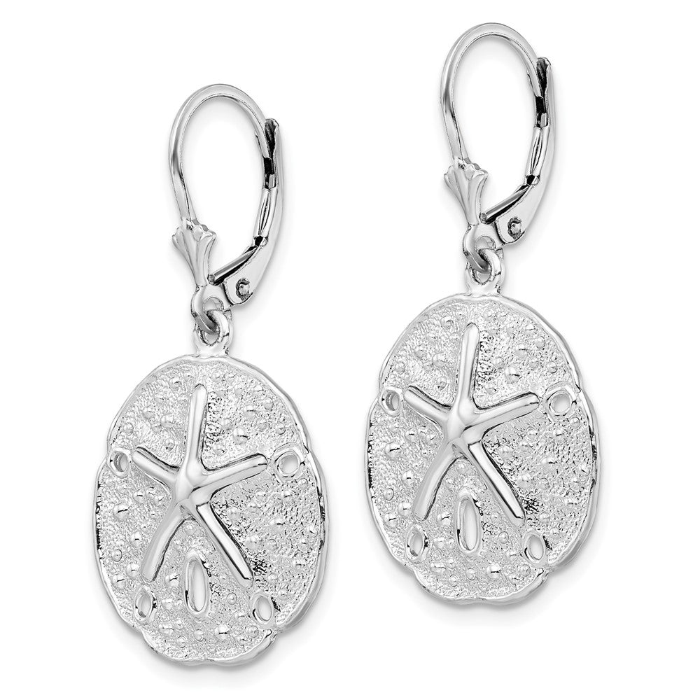 Sterling Silver De-Ani Rhodium-Plated Sand Dollar Starfish Leverback Earrings